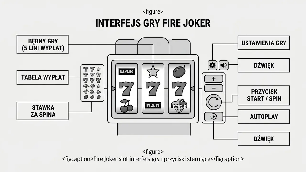 fire joker slot interfejs gry i przyciski sterujące