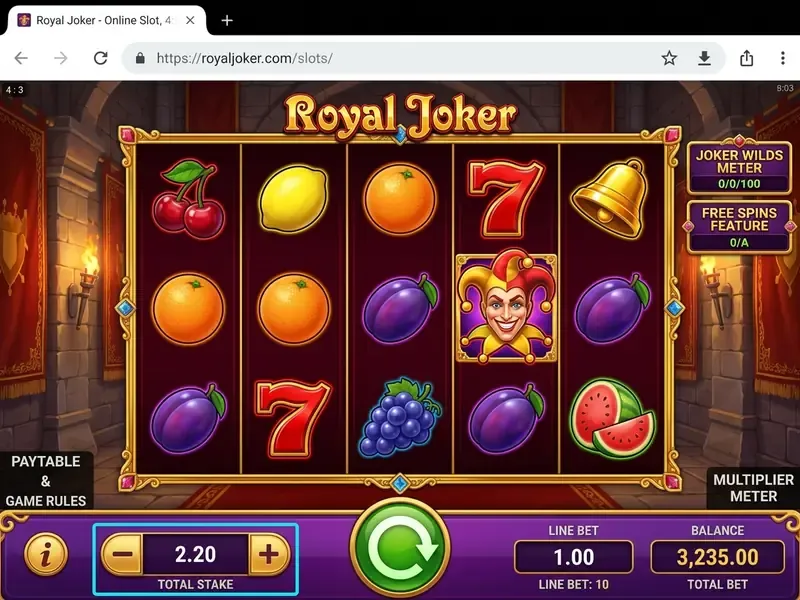 Royal Joker slot — interfejs gry online