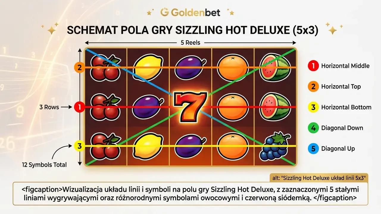 Sizzling Hot Deluxe układ linii 5x3